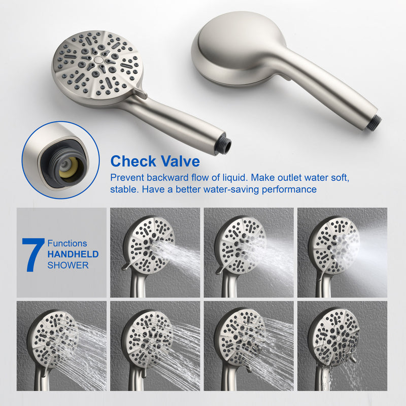 Shower Faucet Set with Tub Spout Luxury Tub Shower Faucet Combo Set with 10 inches Shower Head and 7-mode Handheld Shower Bathroom Shower Valve Trim Kit Shower Fixture
