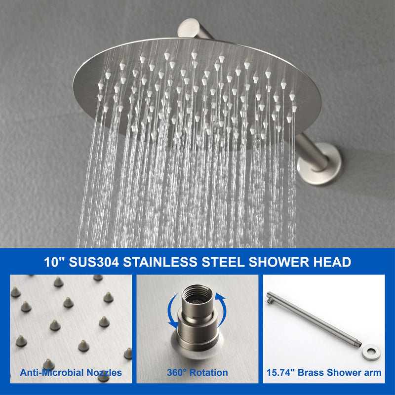 Shower Faucet Set with Tub Spout Luxury Tub Shower Faucet Combo Set with 10 inches Shower Head and 7-mode Handheld Shower Bathroom Shower Valve Trim Kit Shower Fixture