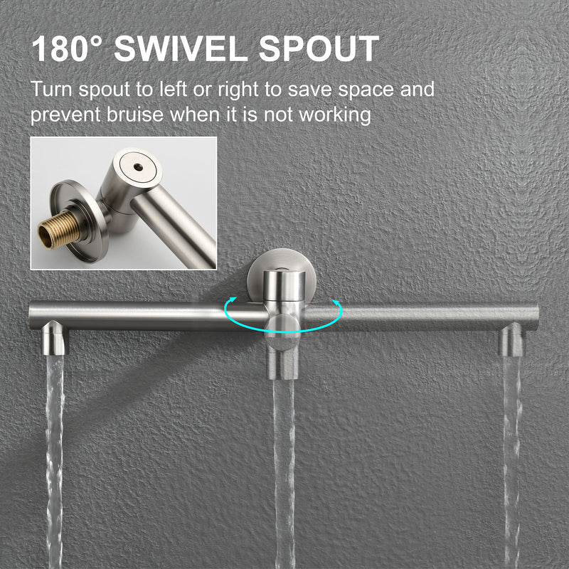 3 Functions Rain Shower Faucet, 12-inch Round Shower Head Set with 7-Spray Shower Head & 180 Degree Swivel Spout