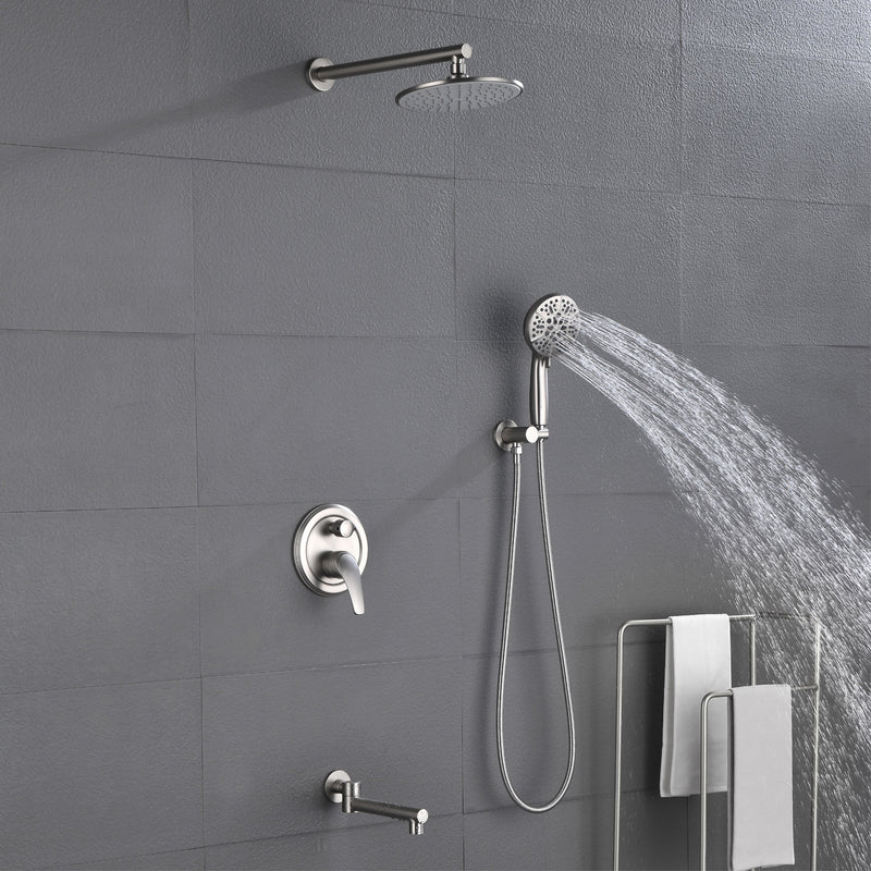 Shower Faucet Set with Tub Spout Luxury Tub Shower Faucet Combo Set with 9 inches Shower Head and Handheld Shower Bathroom Shower Valve Trim Kit Shower Fixture