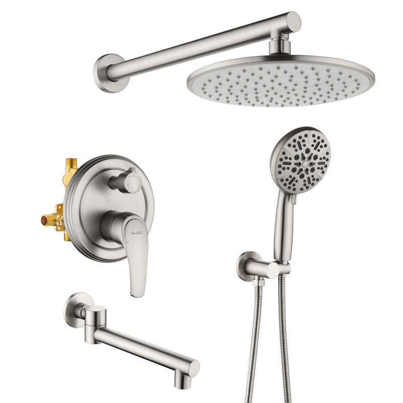 Shower Faucet Set with Tub Spout Luxury Tub Shower Faucet Combo Set with 9 inches Shower Head and Handheld Shower Bathroom Shower Valve Trim Kit Shower Fixture