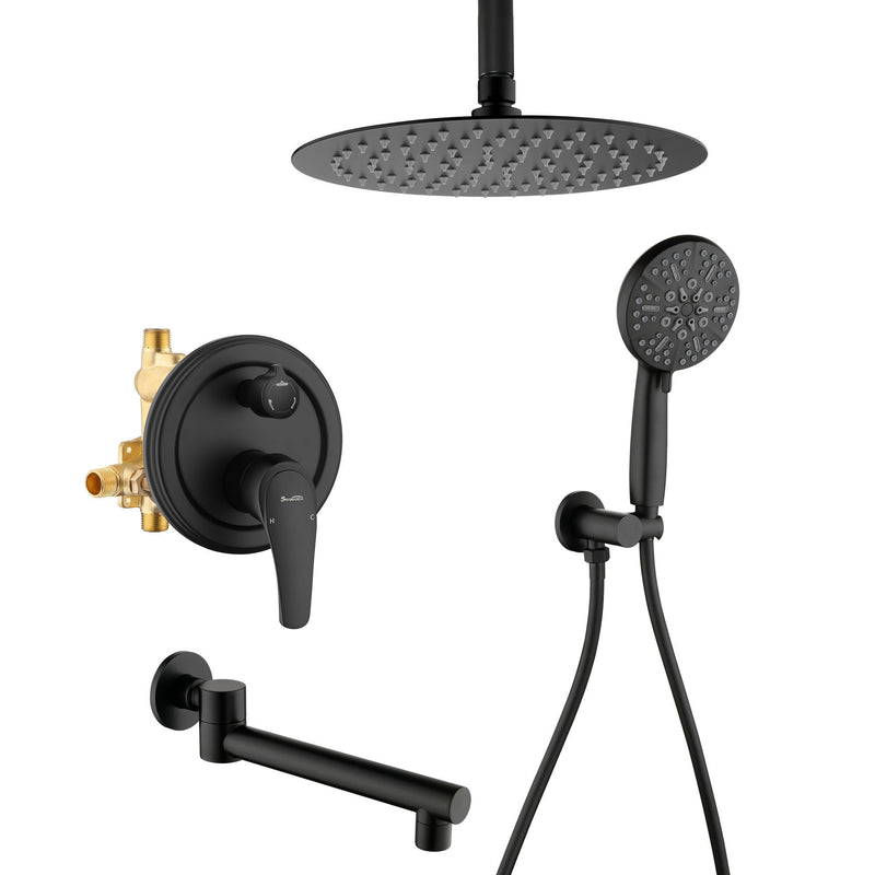 Shower Faucet Set with Tub Spout Rain Shower System Bathroom Shower Set Tub Shower Faucet Combo Set Complete Celling Mounted