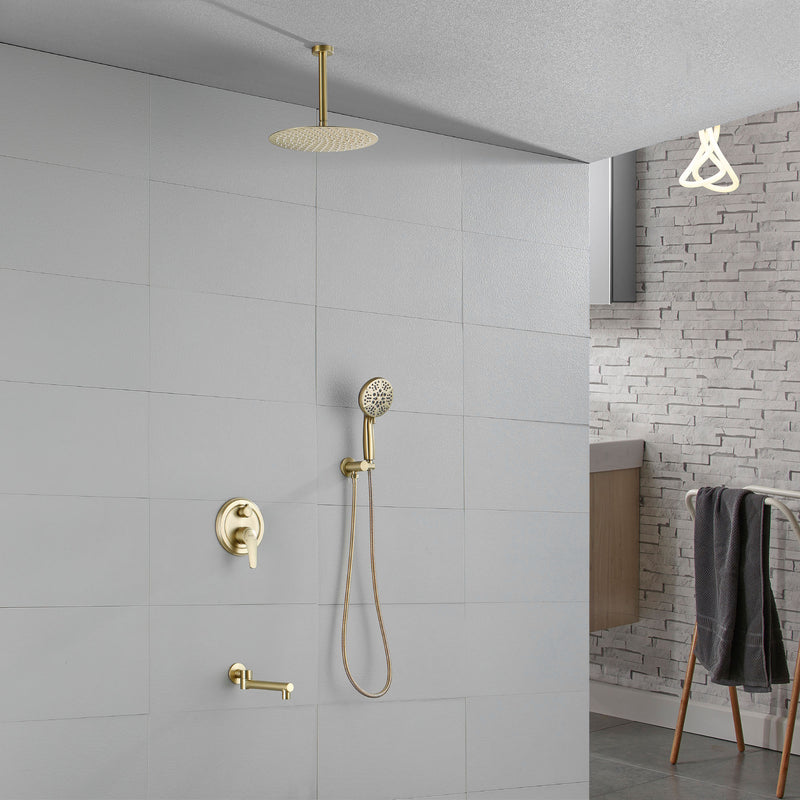 Shower Faucet Set with Tub Spout Rain Shower System Bathroom Shower Set Tub Shower Faucet Combo Set Complete Celling Mounted