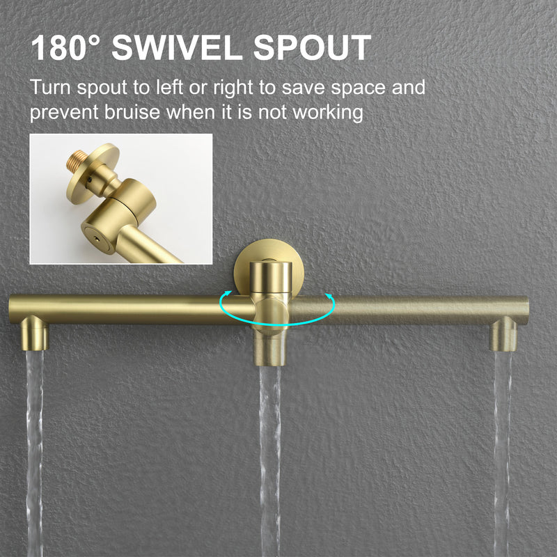 Celling Mounted Tub & Shower Faucet Set Round 12inch Bathroom Rain Shower System with 7 Setting Handheld Shower and 180 Swivel Rotating Tub Spout