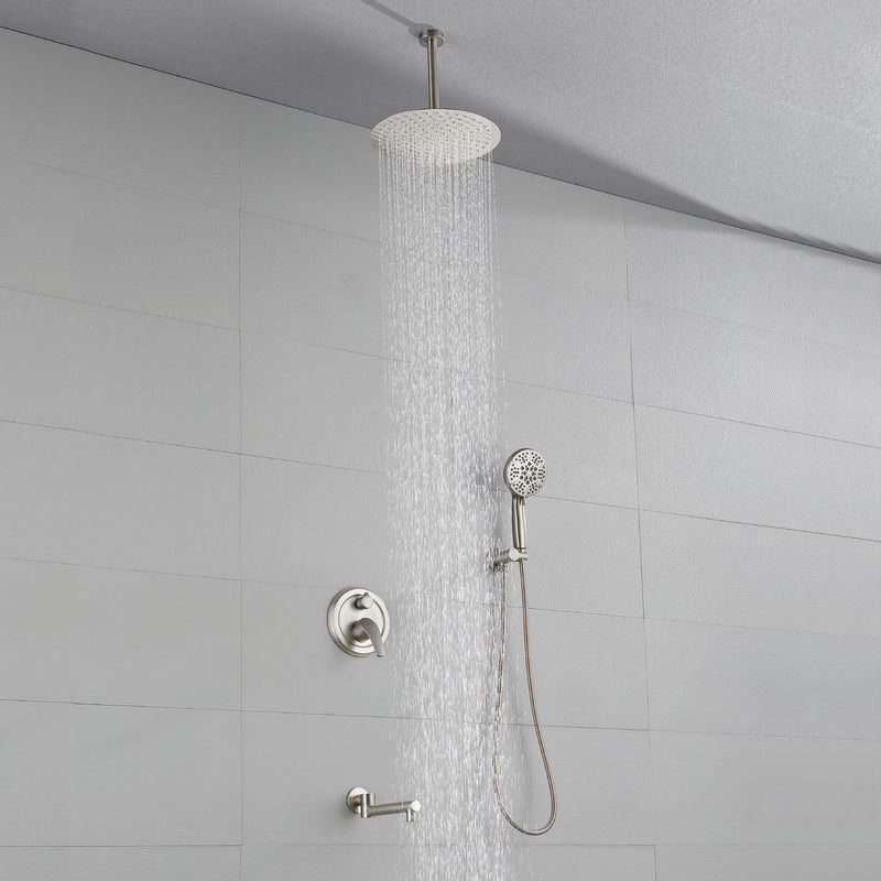 Shower Faucet Set with Tub Spout Rain Shower System Bathroom Shower Set Tub Shower Faucet Combo Set Complete Celling Mounted