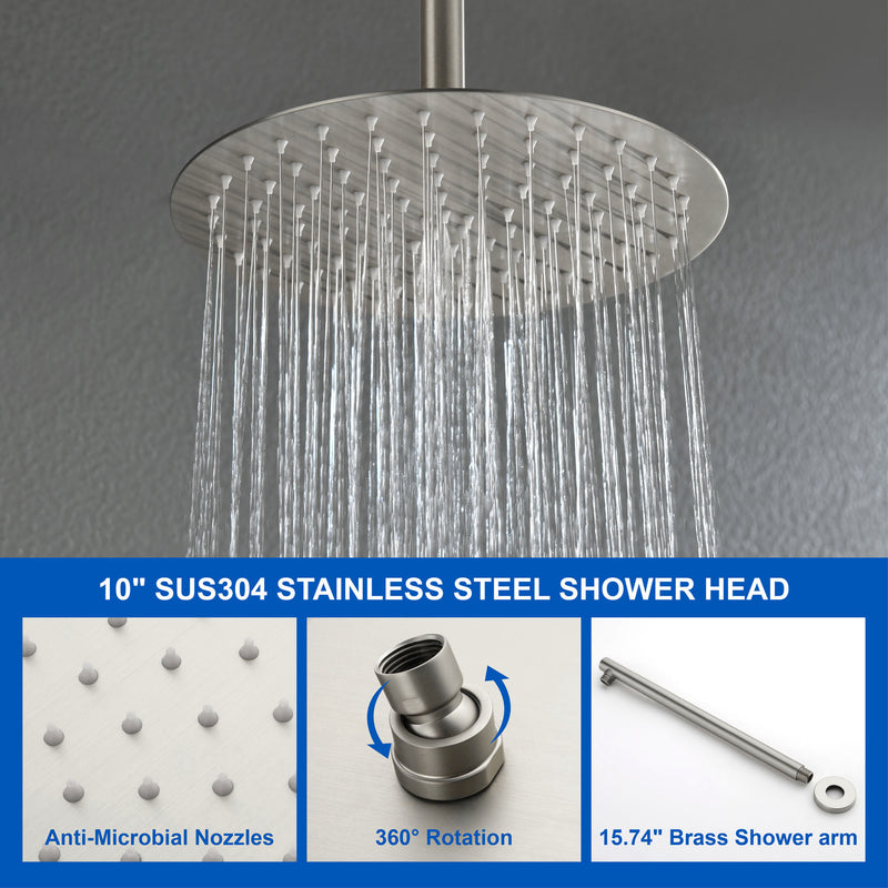 Shower Faucet Set with Tub Spout Rain Shower System Bathroom Shower Set Tub Shower Faucet Combo Set Complete Celling Mounted