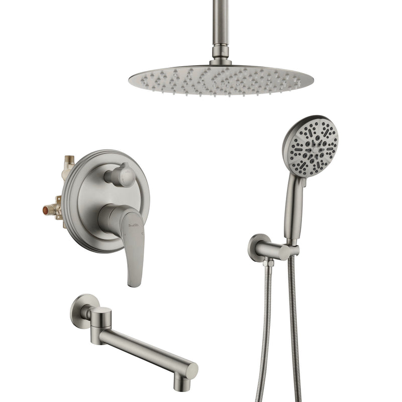 Shower Faucet Set with Tub Spout Rain Shower System Bathroom Shower Set Tub Shower Faucet Combo Set Complete Celling Mounted