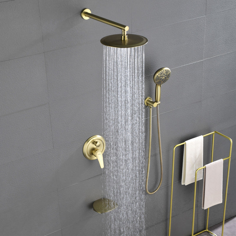 12 Inch Bathroom Shower System, 3-Function Wall Mounted Shower Faucet with Stainless Steel Rain Shower Head, 7 Modes Hand Shower & Waterfall Spout