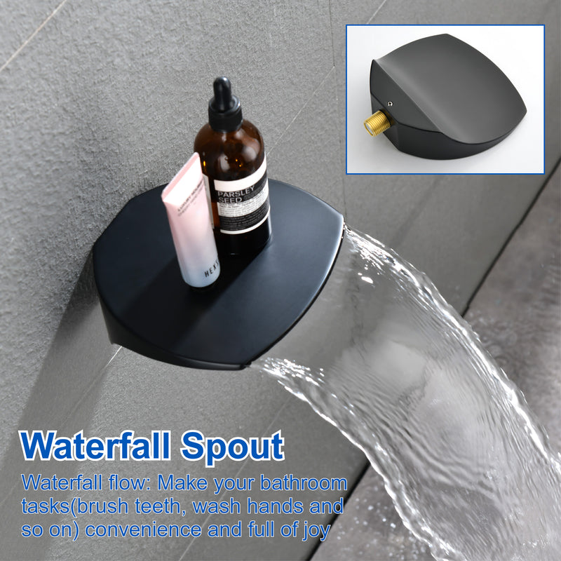 Single Handle 12" Ceiling-Mounted Bath and Shower System Set with 7 Settings Hand Spray, Waterfall Spout