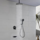 Single Handle 12" Ceiling-Mounted Bath and Shower System Set with 7 Settings Hand Spray, Waterfall Spout