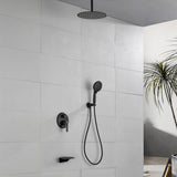 Single Handle 12" Ceiling-Mounted Bath and Shower System Set with 7 Settings Hand Spray, Waterfall Spout