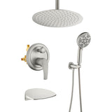 Single Handle 12" Ceiling-Mounted Bath and Shower System Set with 7 Settings Hand Spray, Waterfall Spout