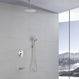 Single Handle 12" Ceiling-Mounted Bath and Shower System Set with 7 Settings Hand Spray, Waterfall Spout