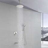 Single Handle 12" Ceiling-Mounted Bath and Shower System Set with 7 Settings Hand Spray, Waterfall Spout
