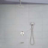 Single Handle 12" Ceiling-Mounted Bath and Shower System Set with 7 Settings Hand Spray, Waterfall Spout