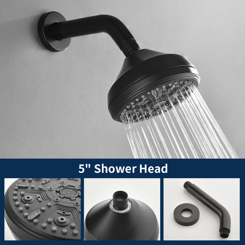 Wall Mounted Three Cross Handles Tub and Shower Faucet Trim with 10-Setting Shower Head