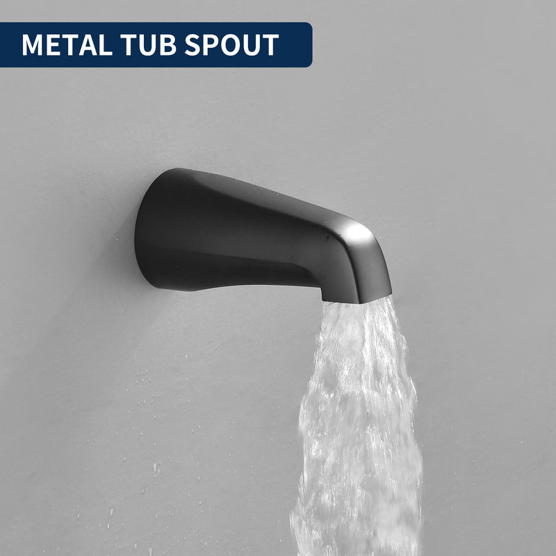 Wall Mounted Three Cross Handles Tub and Shower Faucet Trim with 10-Setting Shower Head