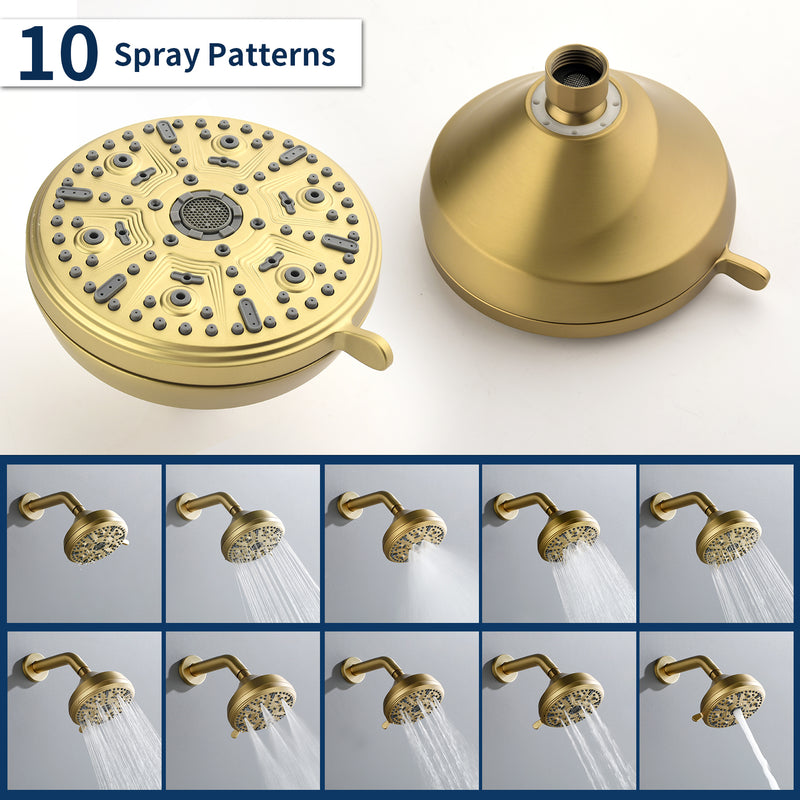 Wall Mounted Three Cross Handles Tub and Shower Faucet Trim with 10-Setting Shower Head