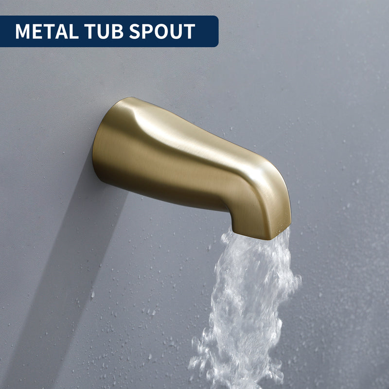 Wall Mounted Three Cross Handles Tub and Shower Faucet Trim with 10-Setting Shower Head