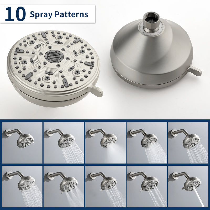 Wall Mounted Three Cross Handles Tub and Shower Faucet Trim with 10-Setting Shower Head