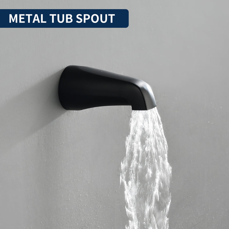 3 Handles 2 in 1 Round Tub Shower Faucet with 7-Spray Dual Shower Heads and Tub Spout