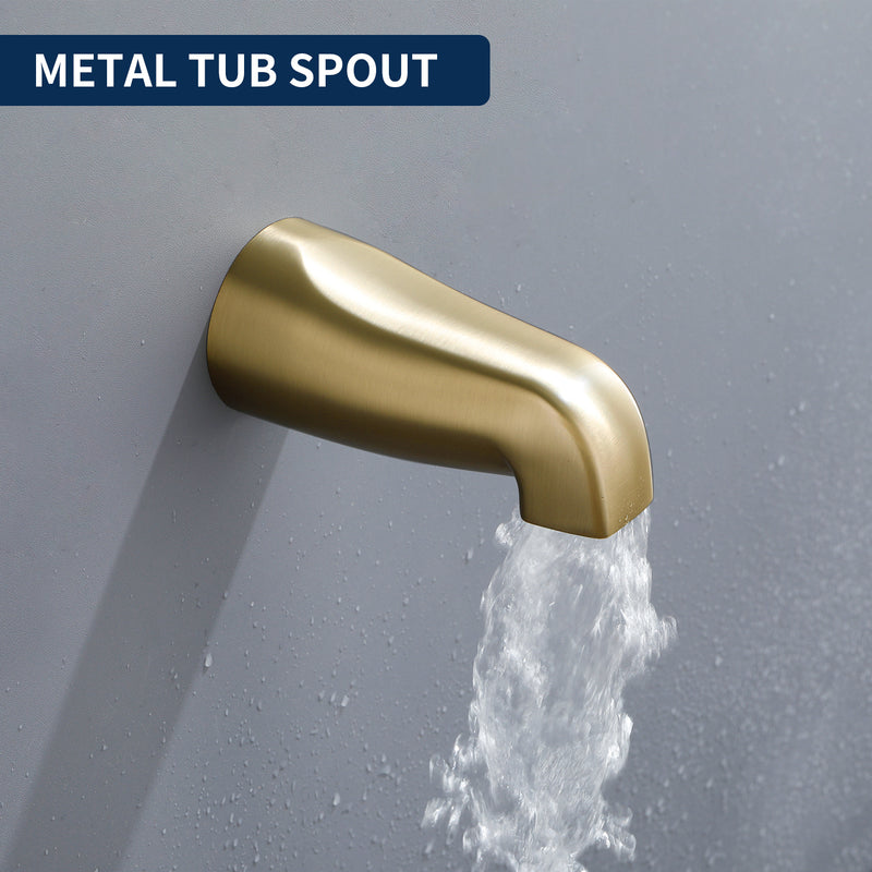 3 Handles 2 in 1 Round Tub Shower Faucet with 7-Spray Dual Shower Heads and Tub Spout