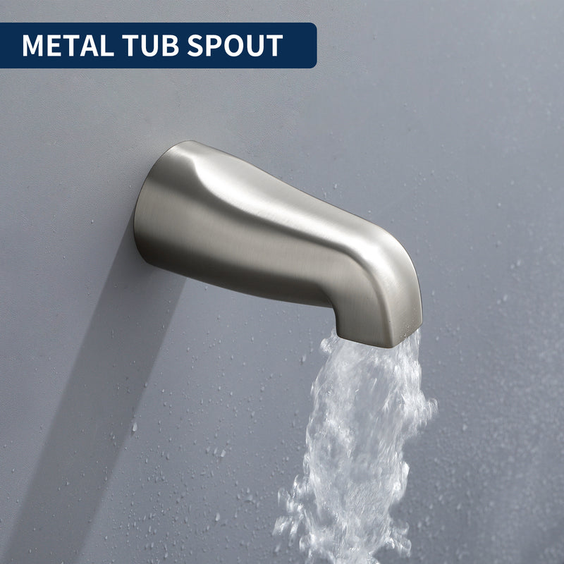 3 Handles 2 in 1 Round Tub Shower Faucet with 7-Spray Dual Shower Heads and Tub Spout