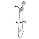 3 Handles 2 in 1 Round Tub Shower Faucet with 7-Spray Dual Shower Heads and Tub Spout