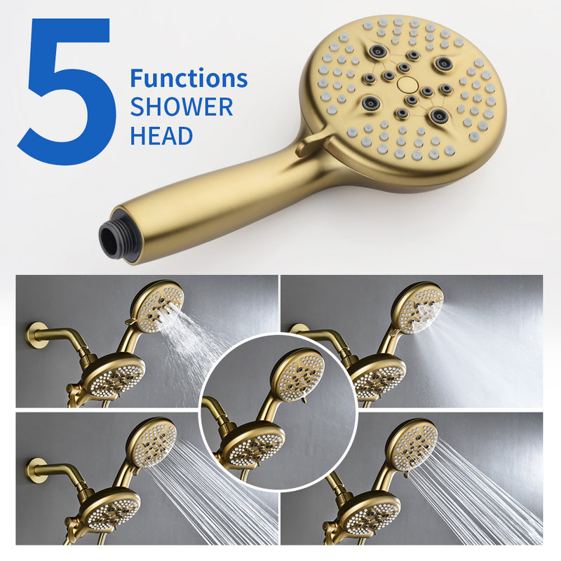 3 Handle Tub Shower Faucet Set Shower System with Tub Spout Bathtub Faucet Set Shower Tub Combo Set Complete Tub and Shower Trim Kit Matte Black