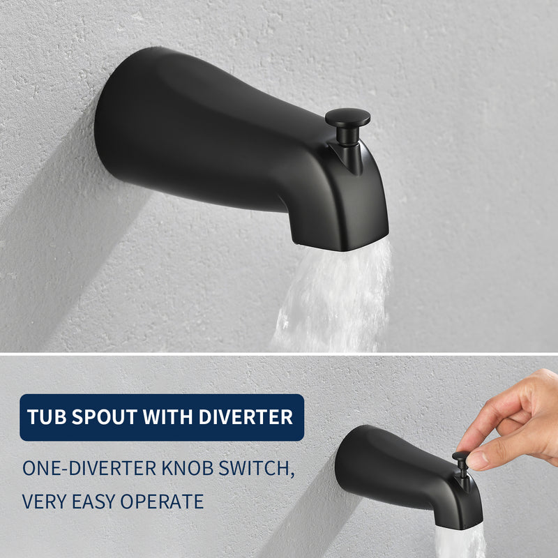 2 Cross Handle Tub & Shower Trim Set with Cold and Hot Water, 7 Modes Dual Shower Head Set with Diverter Tub Spout