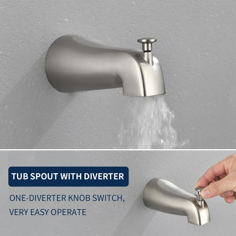 2 Cross Handle Tub & Shower Trim Set with Cold and Hot Water, 7 Modes Dual Shower Head Set with Diverter Tub Spout
