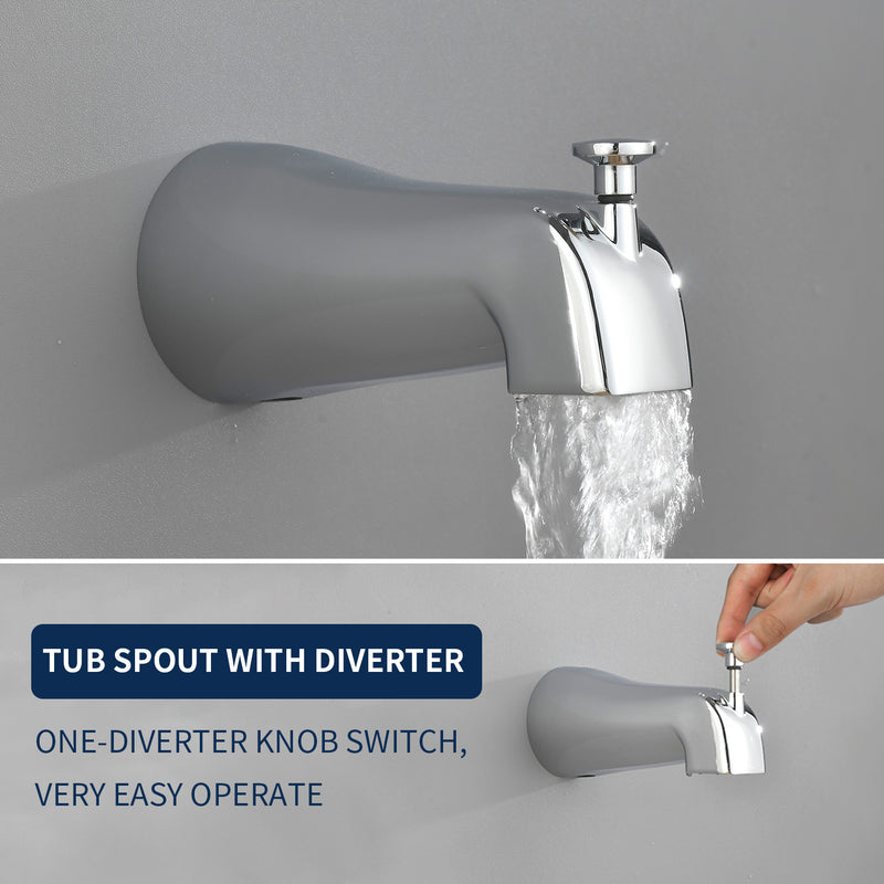 2 Cross Handle Tub & Shower Trim Set with Cold and Hot Water, 7 Modes Dual Shower Head Set with Diverter Tub Spout