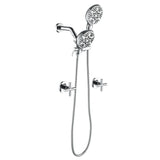 Wall Mount 4.7 Inch Rainfall Dual Shower Head System with 7-Mode Handheld Shower and 2-Cross Handle