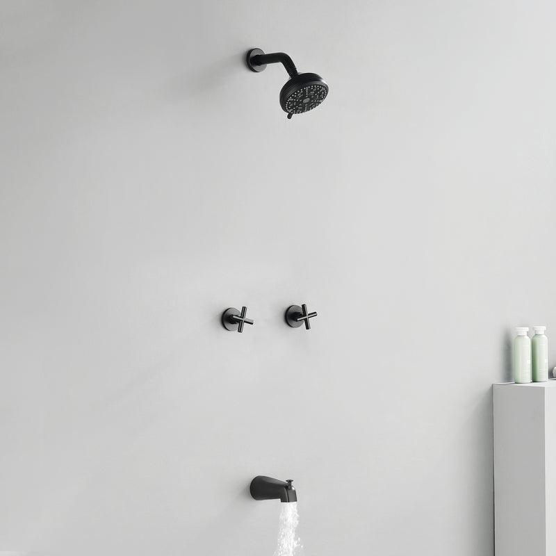 Two-Cross Handle Diverter Tub and Shower Set with ABS 10-Spray Head Shower