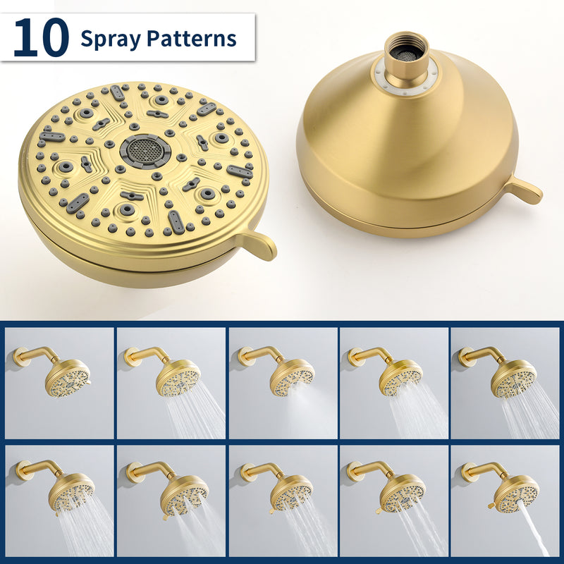 Two-Cross Handle Diverter Tub and Shower Set with ABS 10-Spray Head Shower