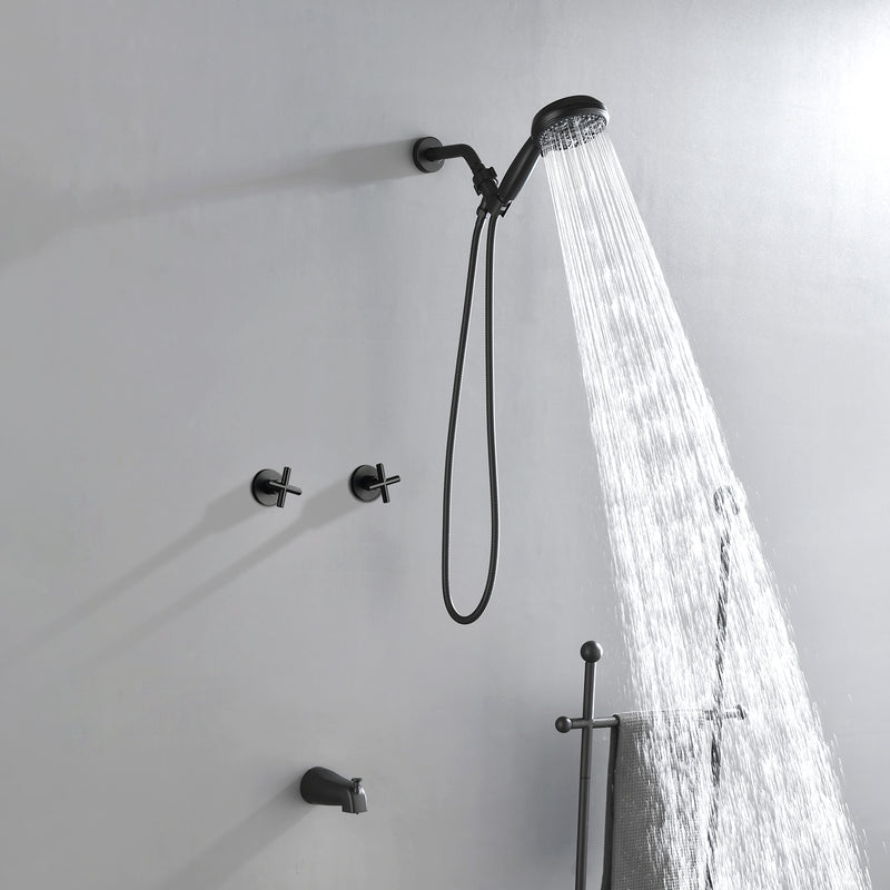 Diverter Tub and Shower Trim Kit with 2-Cross Handle,10 Spray Handheld Shower