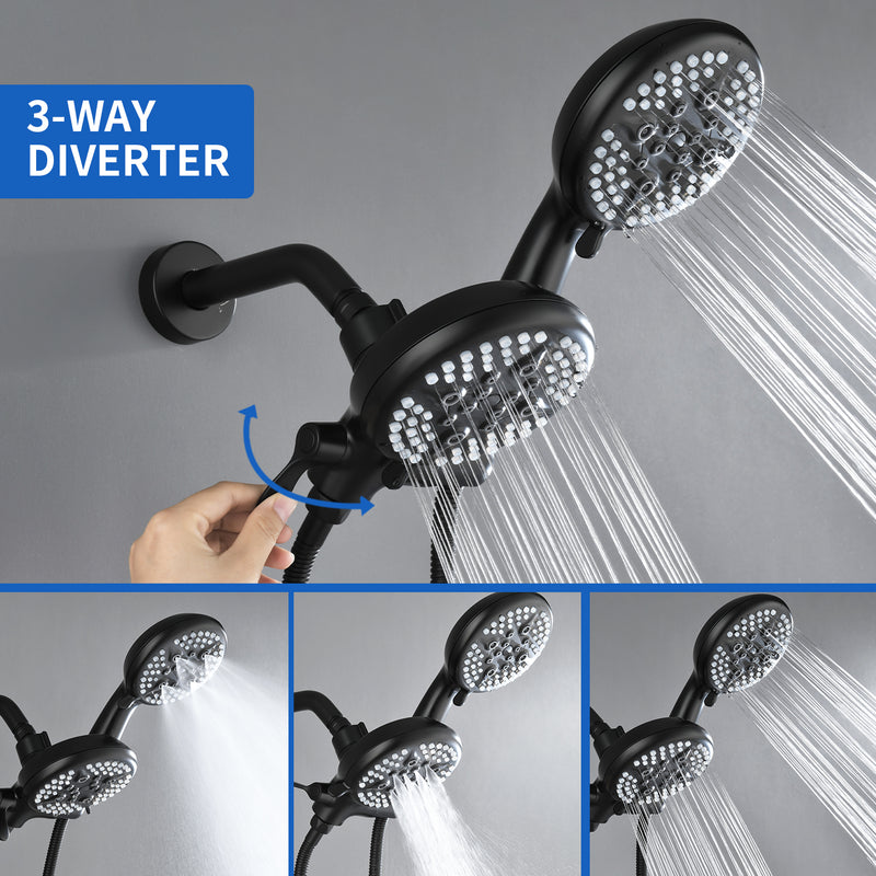 High pressure 5-Mode Dual 2 in 1 Wall mounted Shower System Combo with tub spout and cross handle
