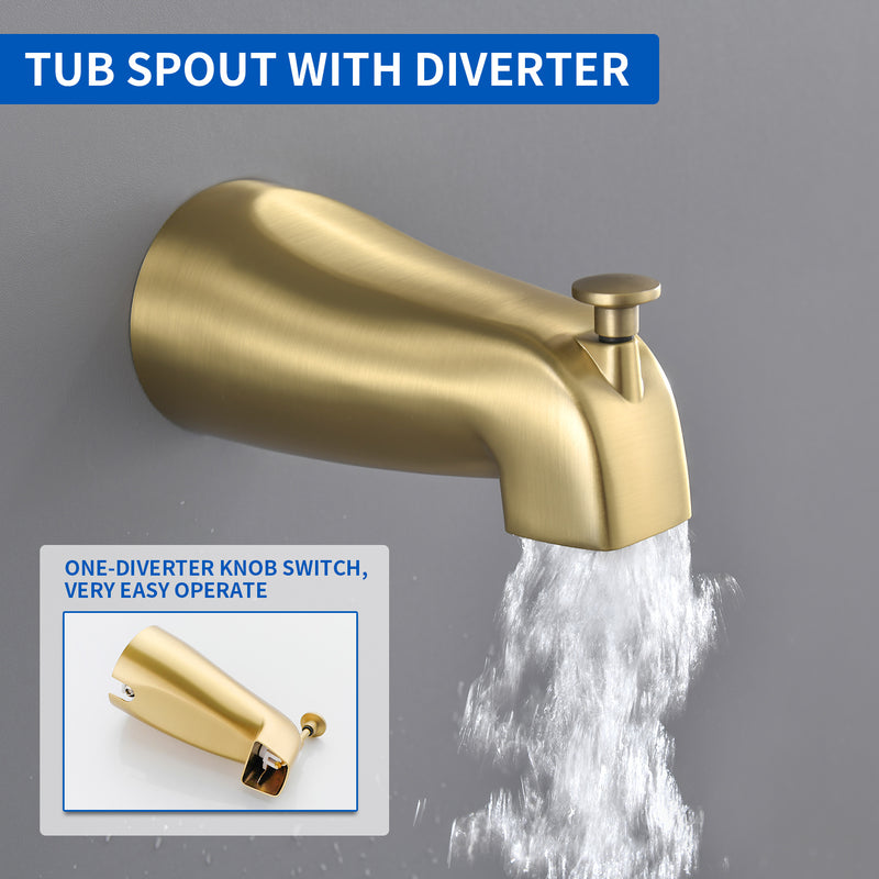 High pressure 5-Mode Dual 2 in 1 Wall mounted Shower System Combo with tub spout and cross handle