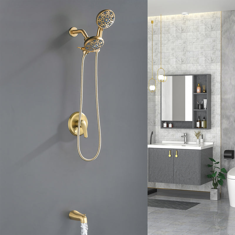 6-Spray Dual Shower Faucet Set with Tub Spout 2-in-1 Shower head and Handheld Shower