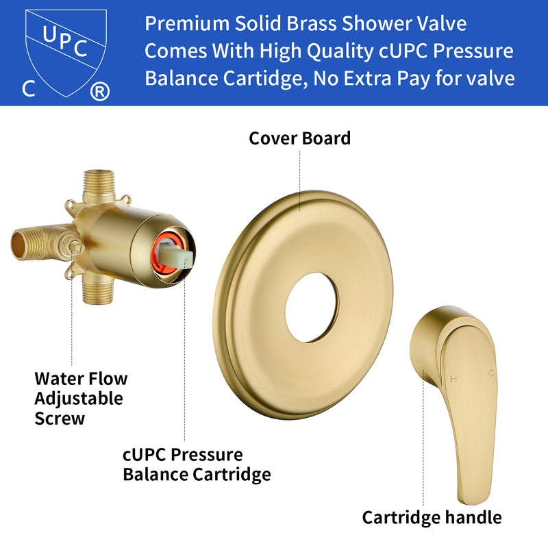 6-Spray Dual Shower Faucet Set with Tub Spout 2-in-1 Shower head and Handheld Shower