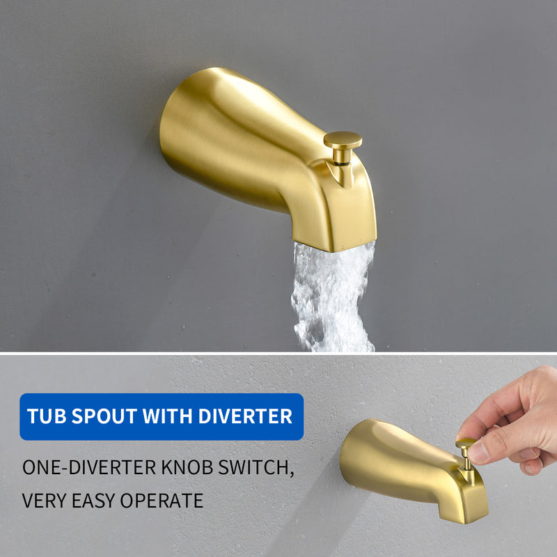 2 Handles Tub and Shower Faucet Set 6-Function High Pressure Dual Shower System with Tub Spout