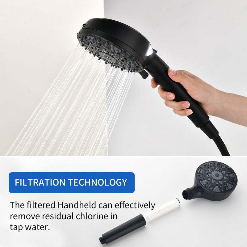 Tub and shower faucet kit with 7 functions 4.7-inch filtered hand shower valve included