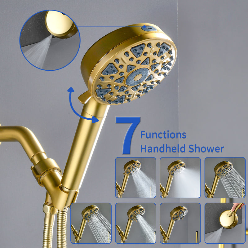Tub and shower faucet kit with 7 functions 4.7-inch filtered hand shower valve included