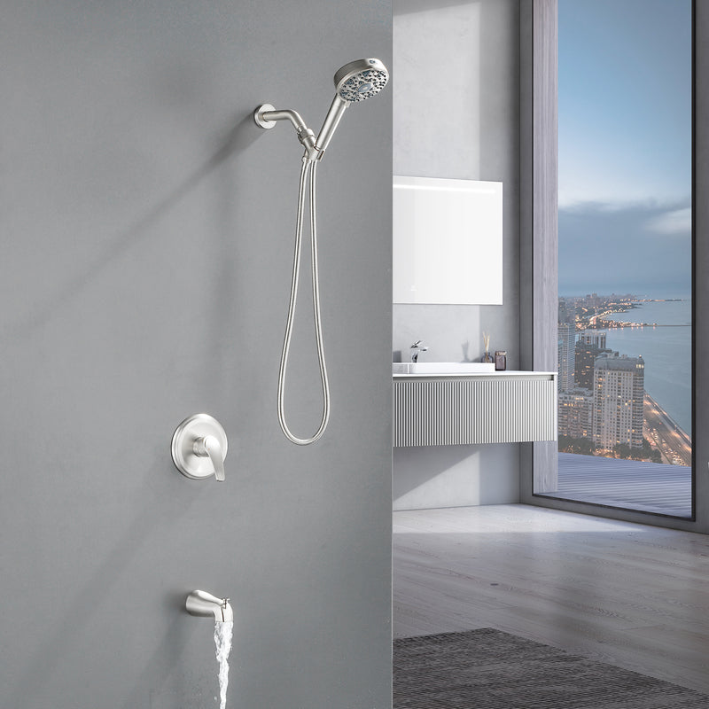 Tub and shower faucet kit with 7 functions 4.7-inch filtered hand shower valve included