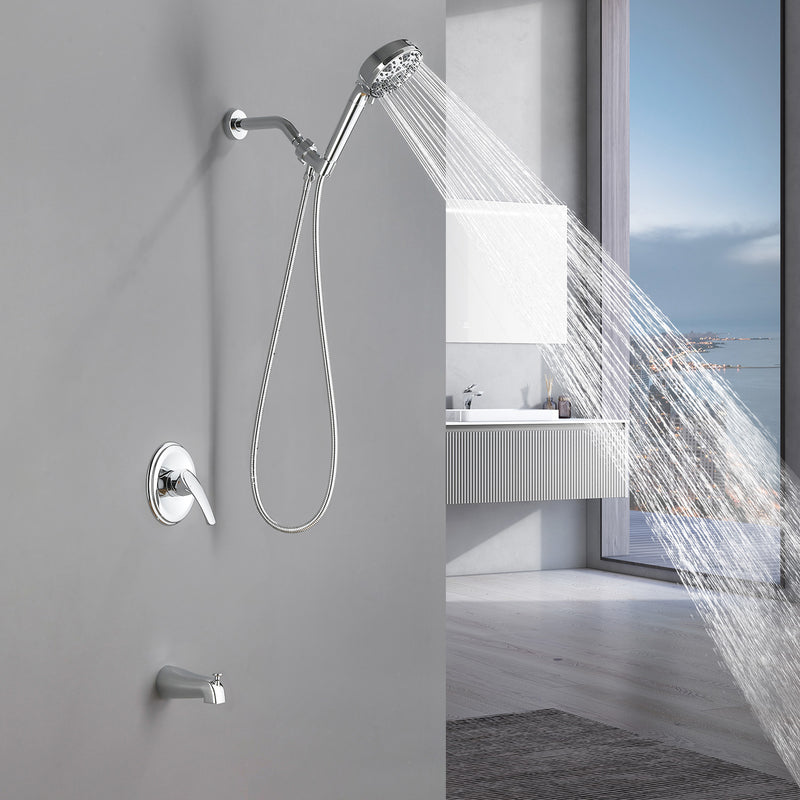 Tub and shower faucet kit with 7 functions 4.7-inch filtered hand shower valve included