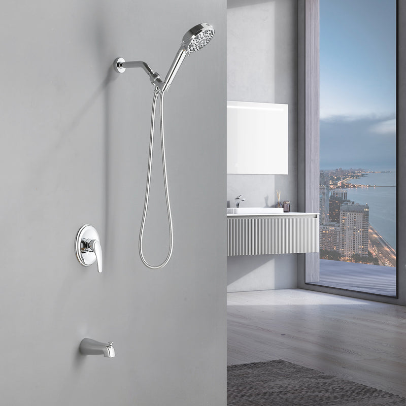 Tub and shower faucet kit with 7 functions 4.7-inch filtered hand shower valve included