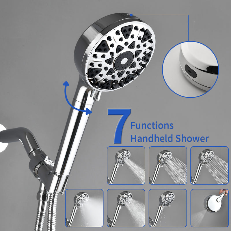 Tub and shower faucet kit with 7 functions 4.7-inch filtered hand shower valve included