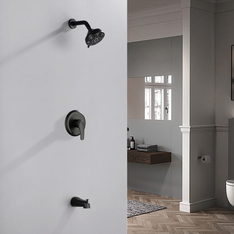 5Inch Tub Shower Faucet Set with 6-Spray Shower Head Wall Mounted Shower Trim Kit with Diverter Bath Spout