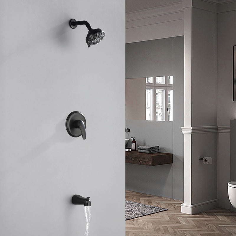 5Inch Tub Shower Faucet Set with 6-Spray Shower Head Wall Mounted Shower Trim Kit with Diverter Bath Spout