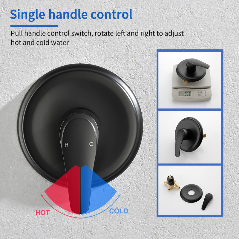 5Inch Tub Shower Faucet Set with 6-Spray Shower Head Wall Mounted Shower Trim Kit with Diverter Bath Spout